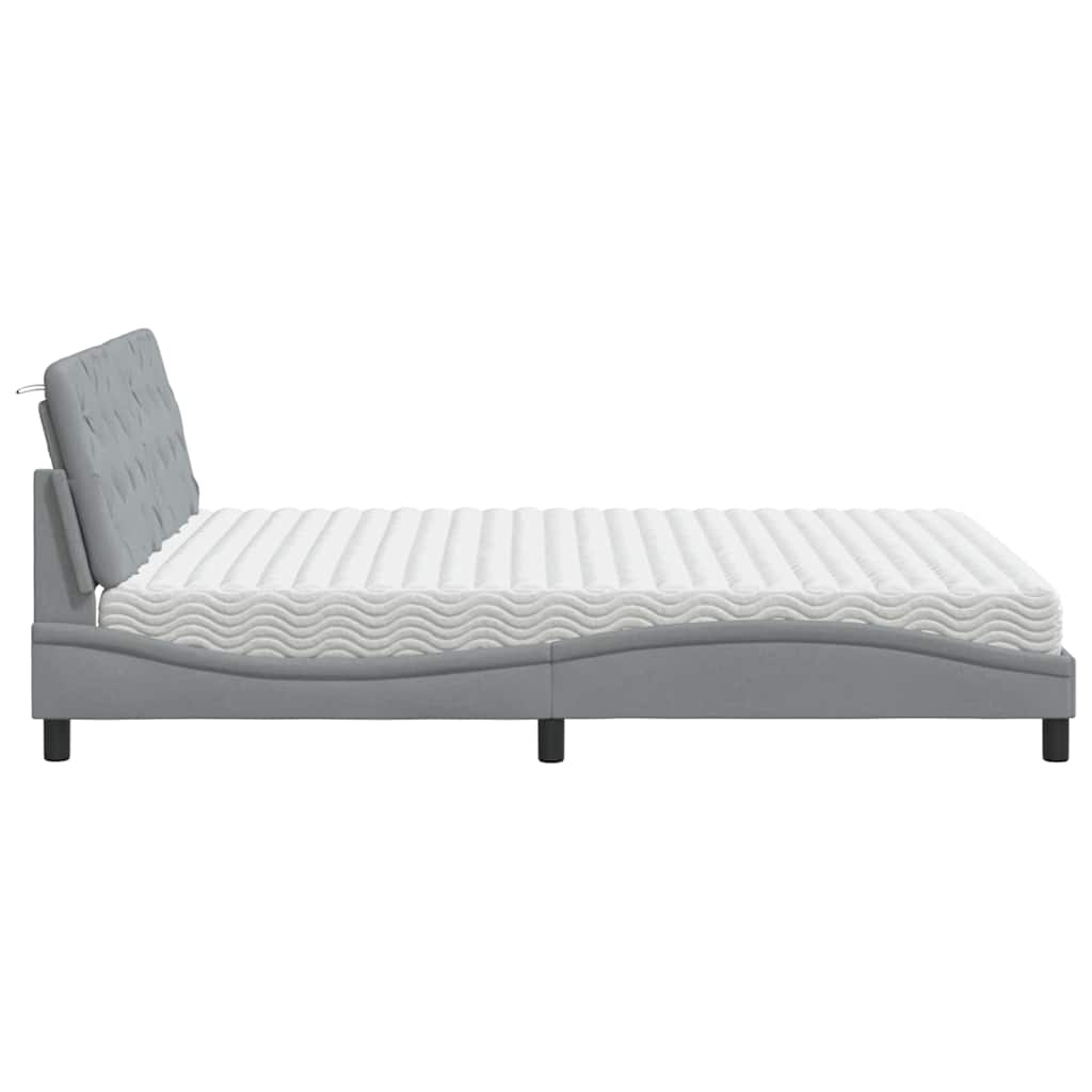 Lit avec matelas gris clair 160x200 cm tissu