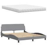 Lit avec matelas gris clair 160x200 cm tissu