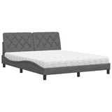 Lit avec matelas gris foncé 160x200 cm tissu