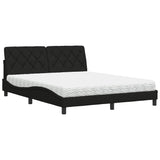 Lit avec matelas noir 160x200 cm tissu