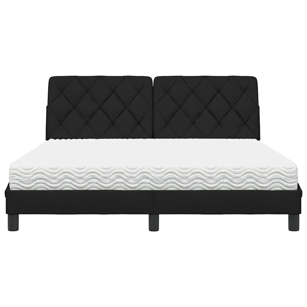 Lit avec matelas noir 160x200 cm tissu