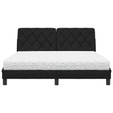 Lit avec matelas noir 160x200 cm tissu