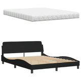 Lit avec matelas noir 160x200 cm tissu