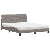 Lit avec matelas taupe 160x200 cm tissu