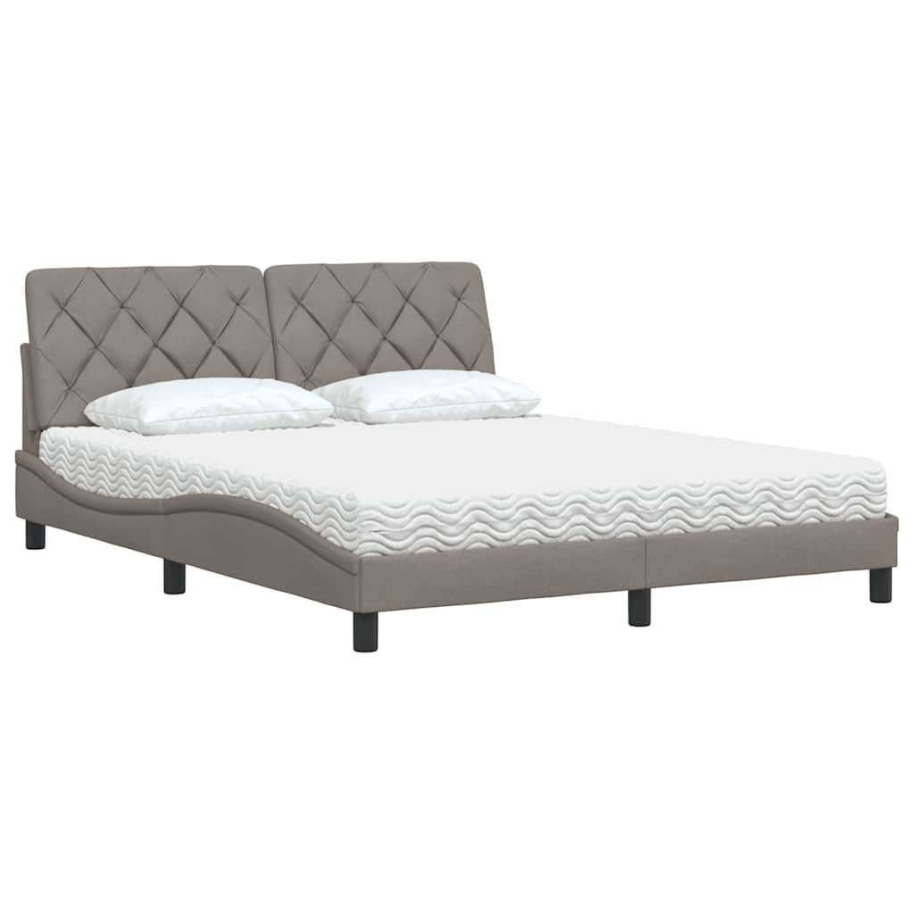 Lit avec matelas taupe 160x200 cm tissu