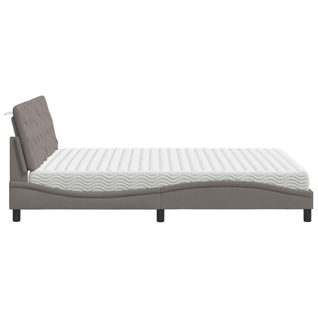 Lit avec matelas taupe 160x200 cm tissu