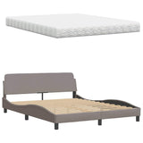 Lit avec matelas taupe 160x200 cm tissu