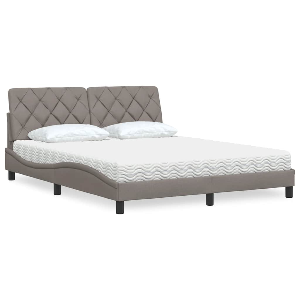 Lit avec matelas taupe 160x200 cm tissu