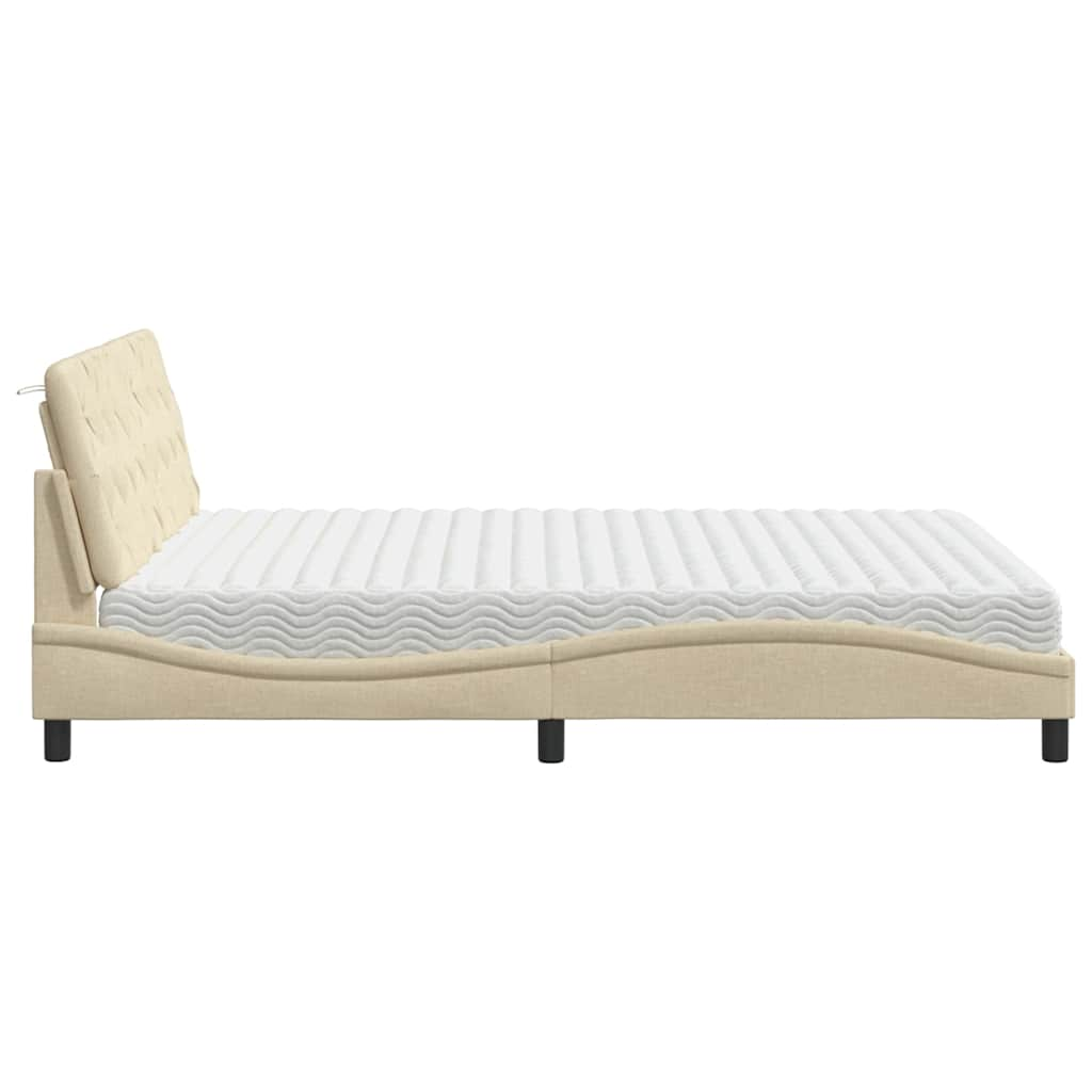 Lit avec matelas crème 160x200 cm tissu