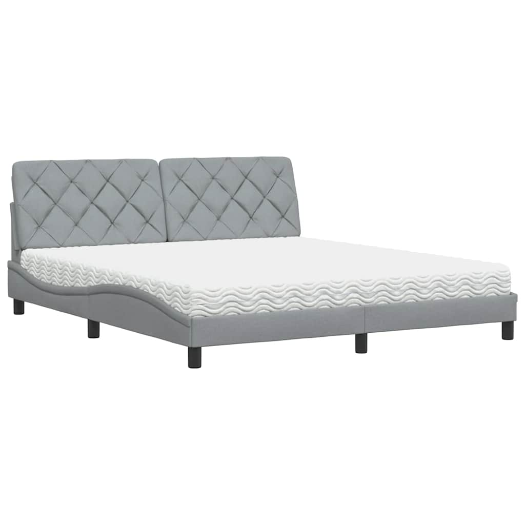 Lit avec matelas gris clair 180x200 cm tissu