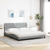 Lit avec matelas gris clair 180x200 cm tissu