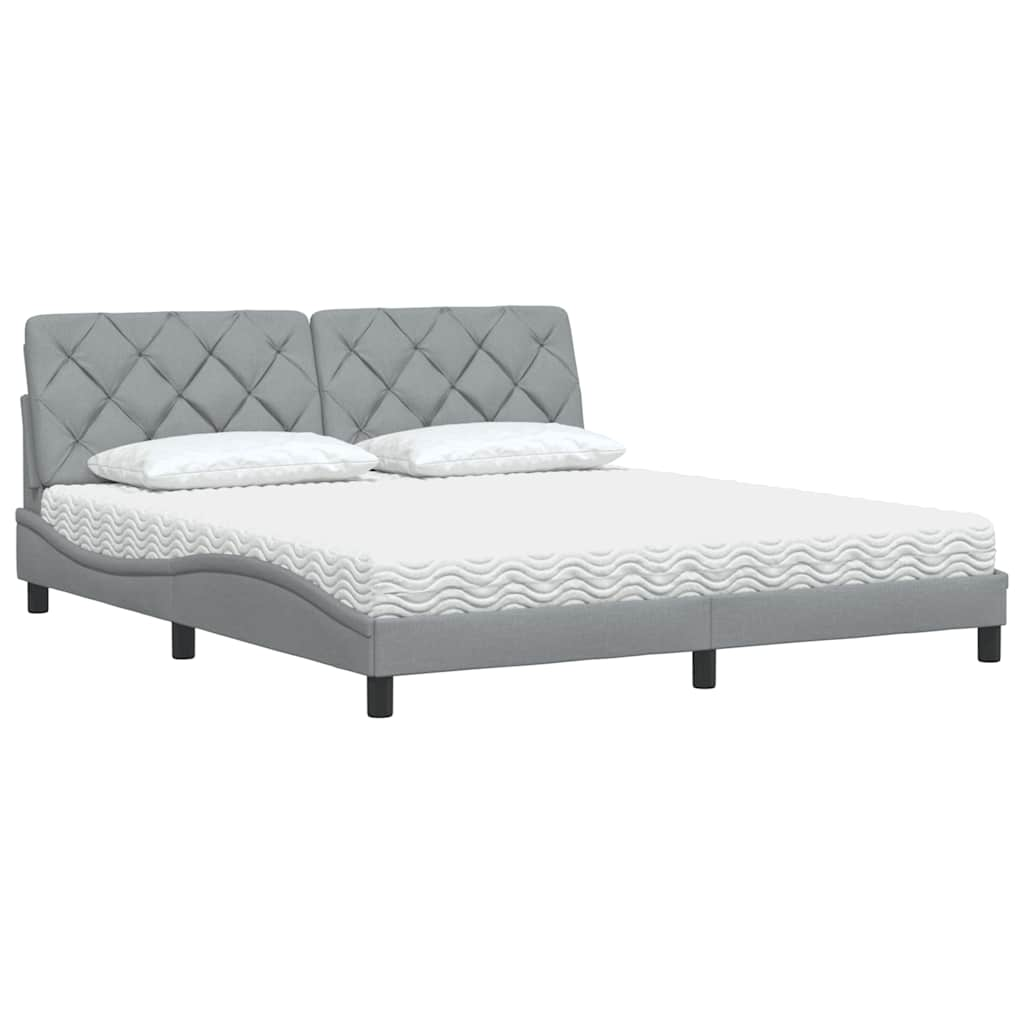 Lit avec matelas gris clair 180x200 cm tissu