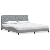 Lit avec matelas gris clair 180x200 cm tissu