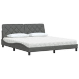 Lit avec matelas gris foncé 180x200 cm tissu