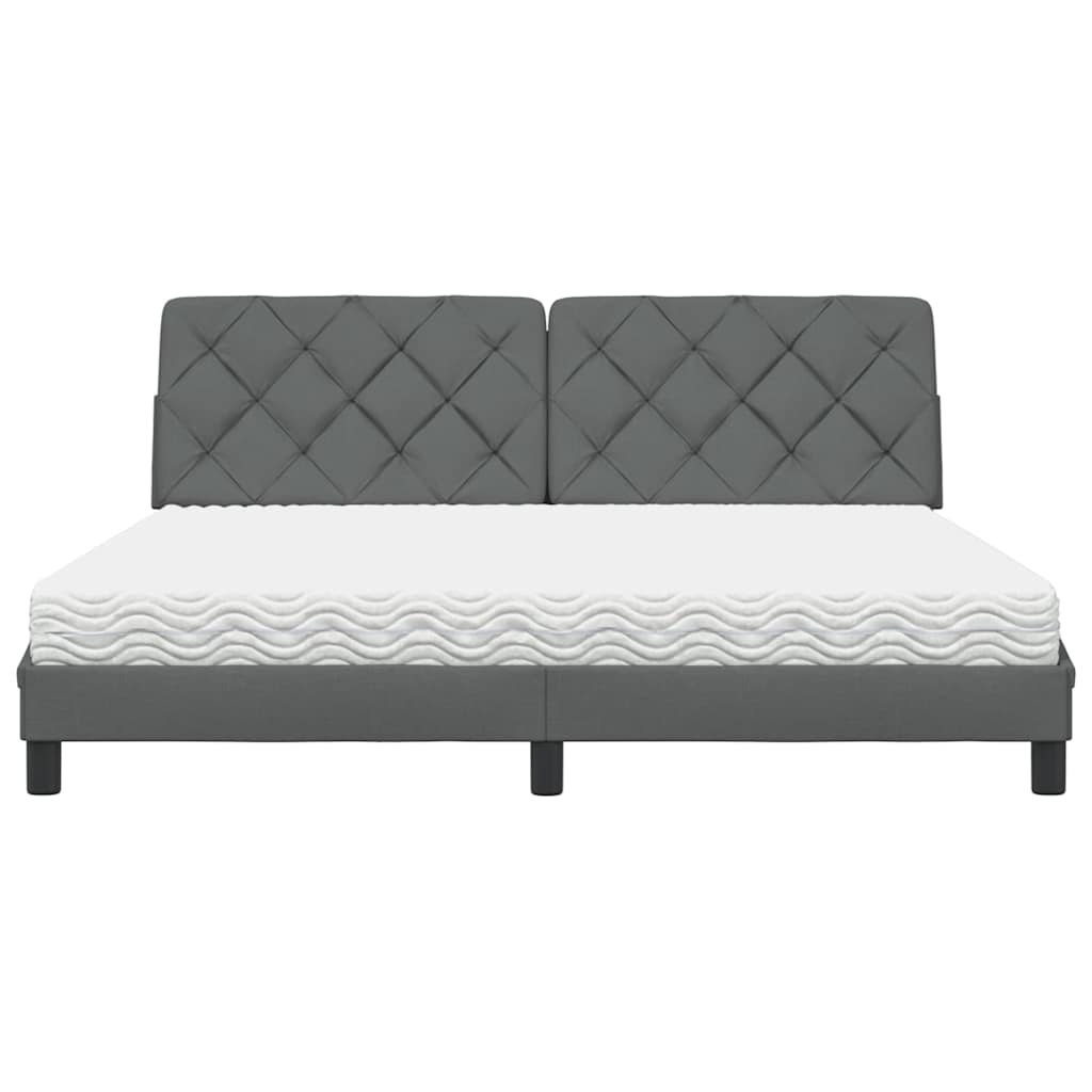 Lit avec matelas gris foncé 180x200 cm tissu