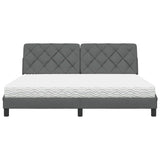 Lit avec matelas gris foncé 180x200 cm tissu