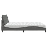 Lit avec matelas gris foncé 180x200 cm tissu