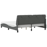 Lit avec matelas gris foncé 180x200 cm tissu