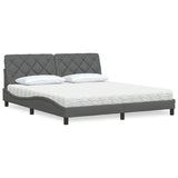 Lit avec matelas gris foncé 180x200 cm tissu