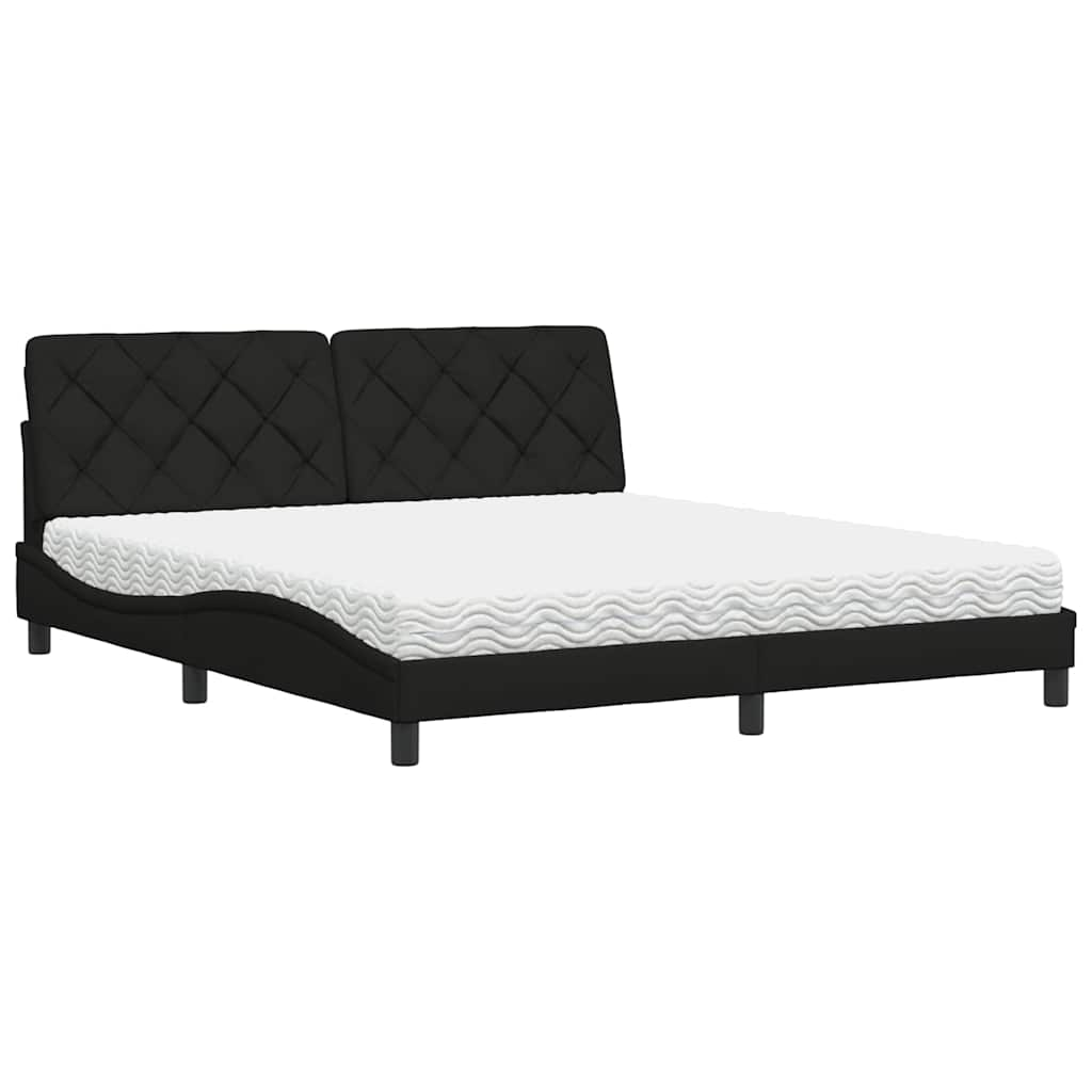 Lit avec matelas noir 180x200 cm tissu