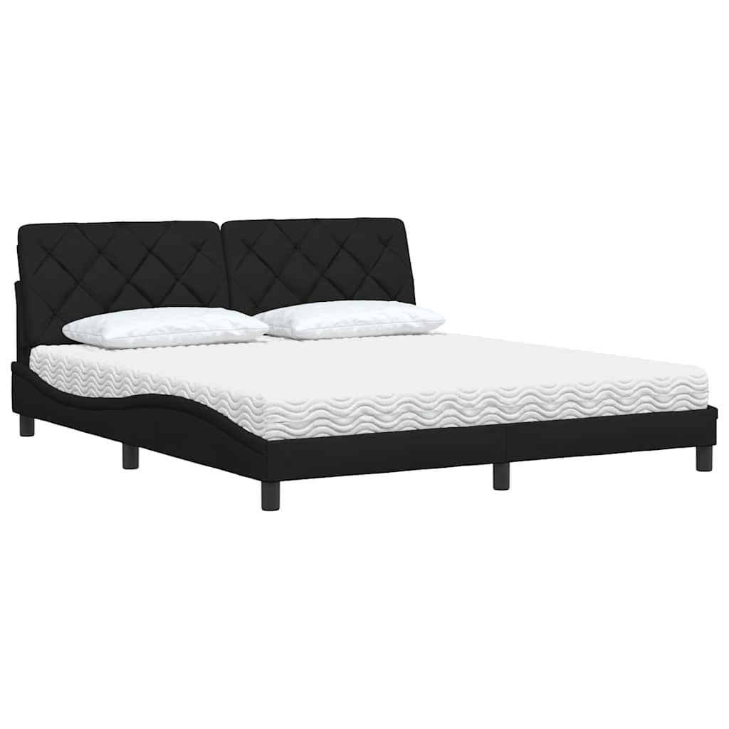 Lit avec matelas noir 180x200 cm tissu