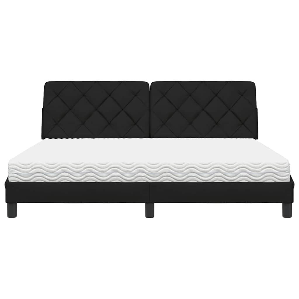 Lit avec matelas noir 180x200 cm tissu