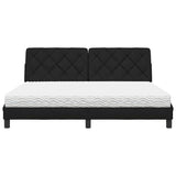 Lit avec matelas noir 180x200 cm tissu