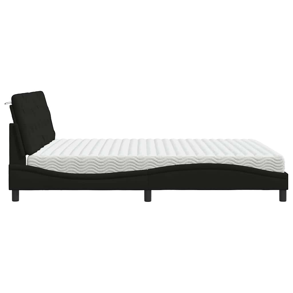 Lit avec matelas noir 180x200 cm tissu