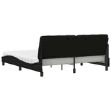 Lit avec matelas noir 180x200 cm tissu