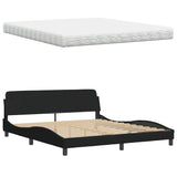 Lit avec matelas noir 180x200 cm tissu