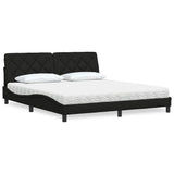 Lit avec matelas noir 180x200 cm tissu