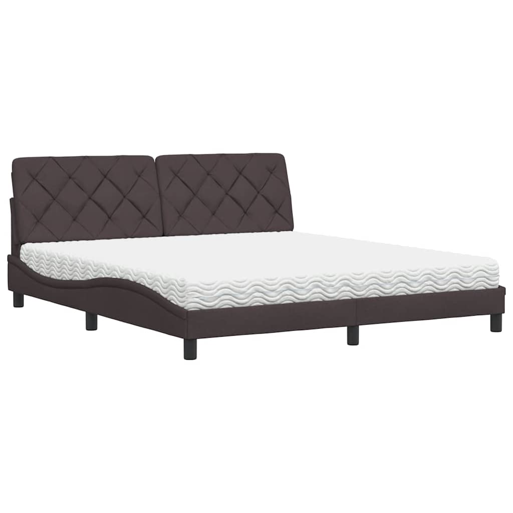 Lit avec matelas marron foncé 180x200 cm tissu