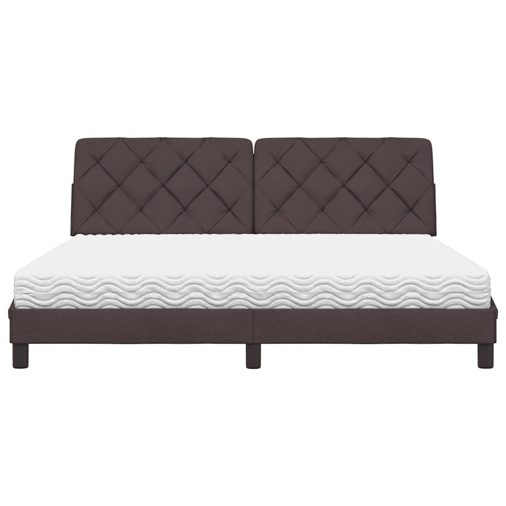 Lit avec matelas marron foncé 180x200 cm tissu