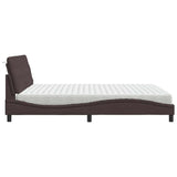 Lit avec matelas marron foncé 180x200 cm tissu