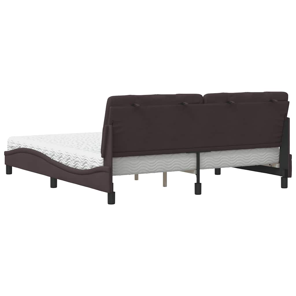 Lit avec matelas marron foncé 180x200 cm tissu