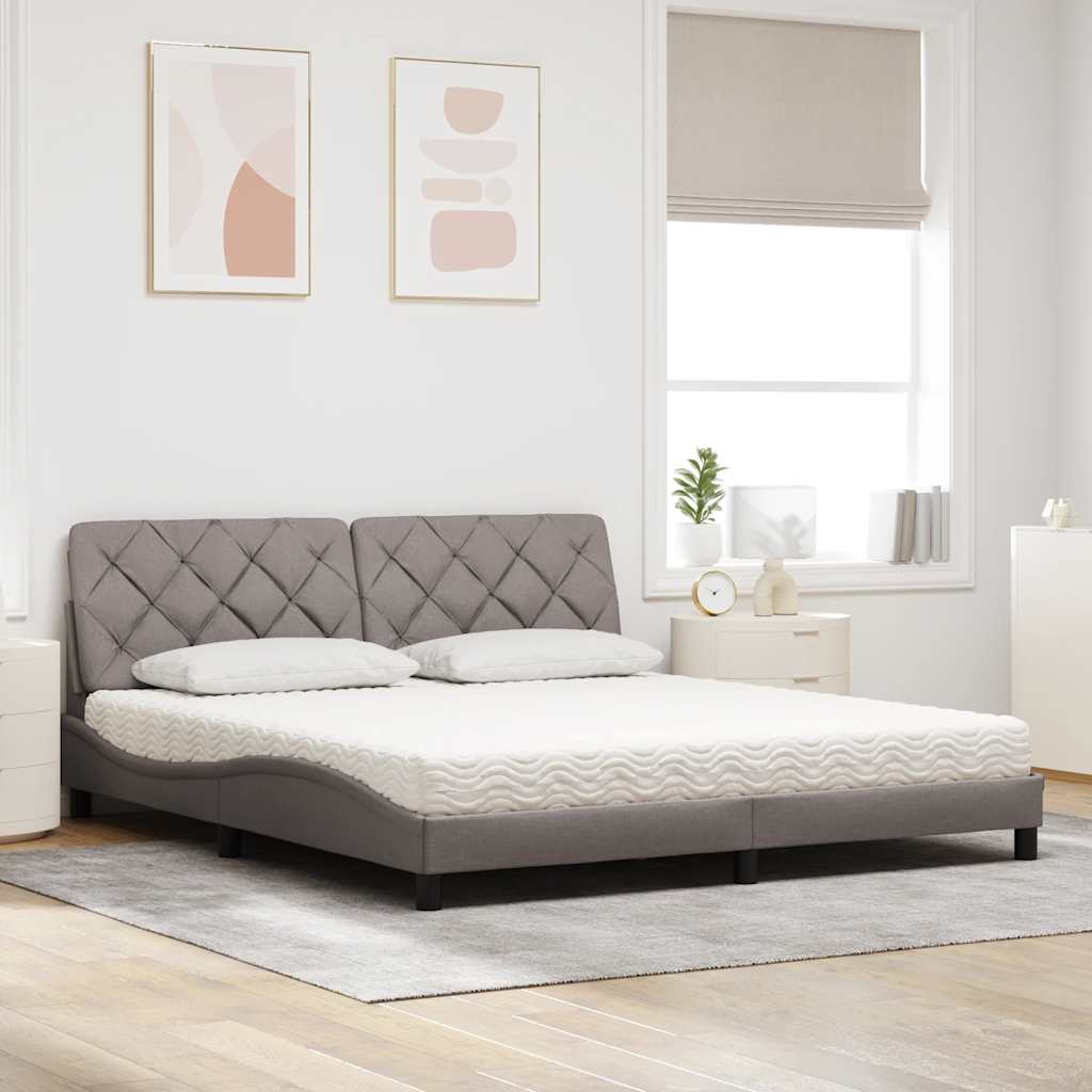 Lit avec matelas taupe 180x200 cm tissu