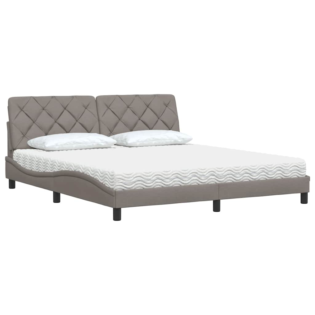 Lit avec matelas taupe 180x200 cm tissu