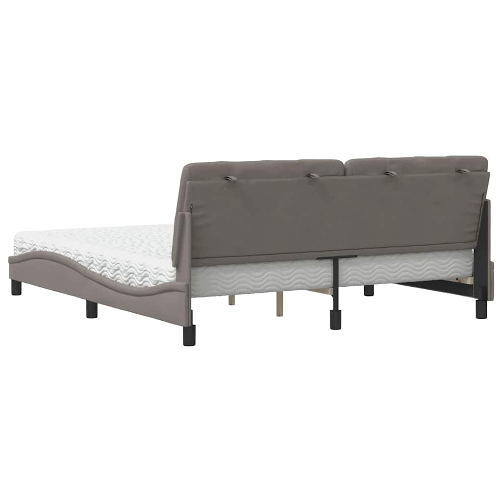 Lit avec matelas taupe 180x200 cm tissu