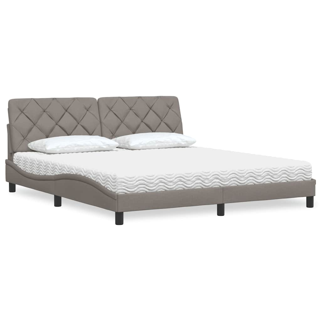 Lit avec matelas taupe 180x200 cm tissu