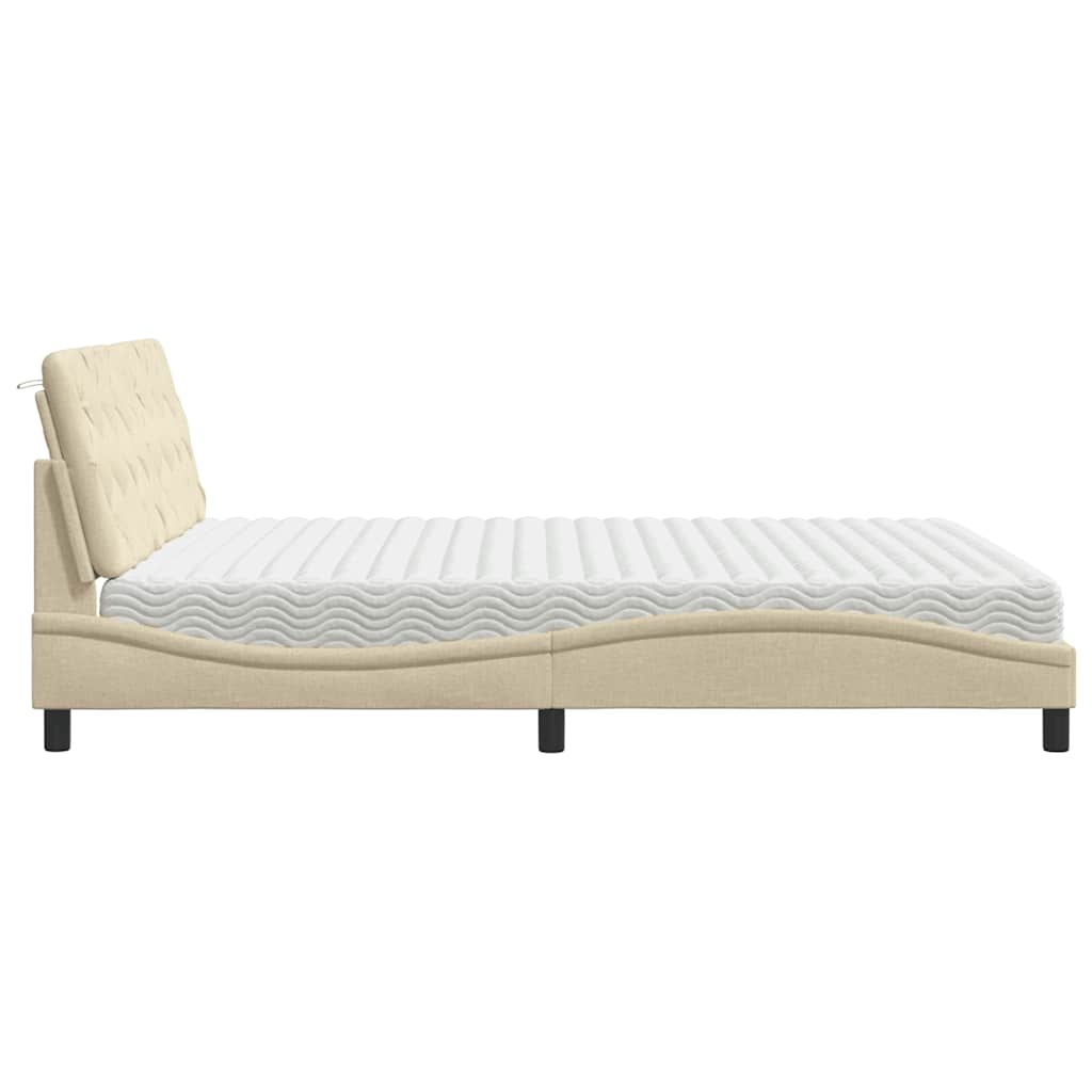 Lit avec matelas crème 180x200 cm tissu