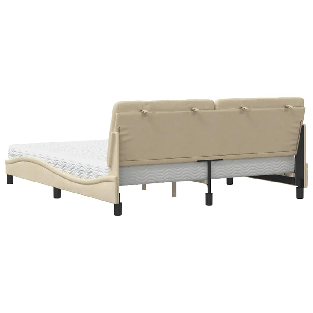 Lit avec matelas crème 180x200 cm tissu