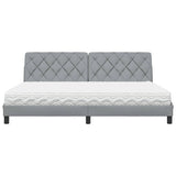 Lit avec matelas gris clair 200x200 cm tissu