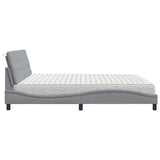 Lit avec matelas gris clair 200x200 cm tissu