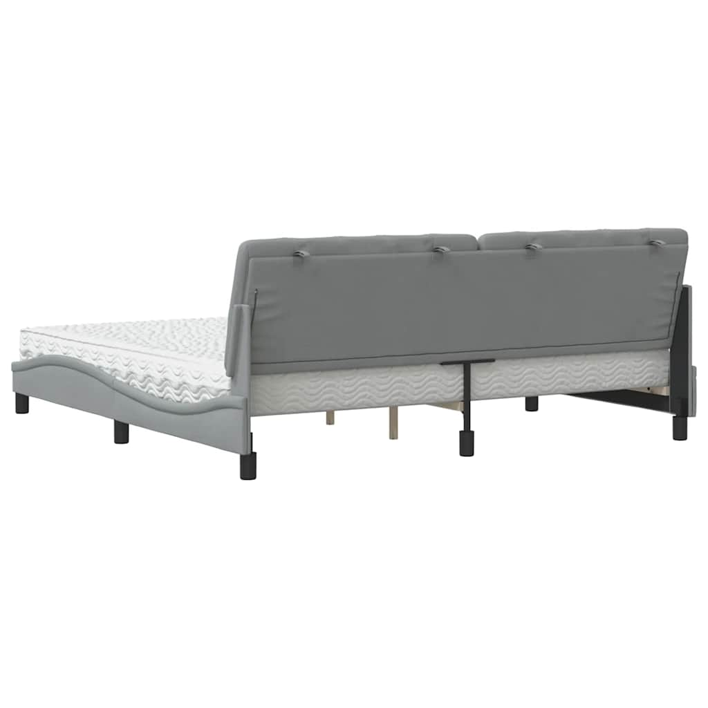 Lit avec matelas gris clair 200x200 cm tissu