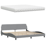 Lit avec matelas gris clair 200x200 cm tissu