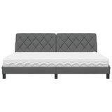 Lit avec matelas gris foncé 200x200 cm tissu