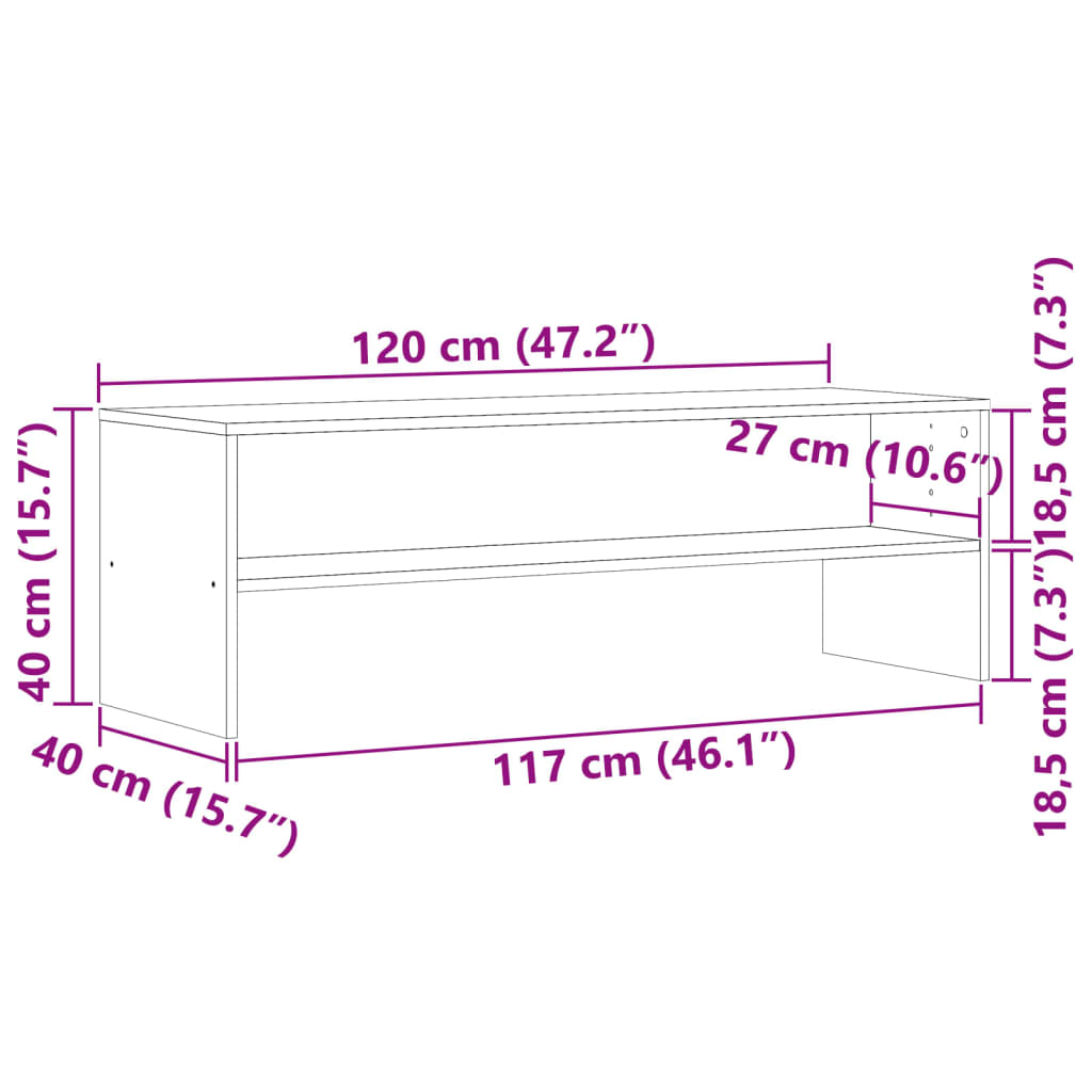 Meuble TV vieux bois 120x40x40 cm bois d'ingénierie