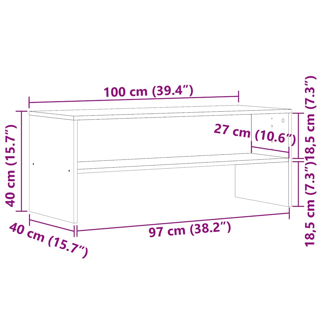 Meuble TV vieux bois 100x40x40 cm bois d'ingénierie