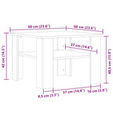 Table basse chêne artisanal 60x60x42cm bois d'ingénierie