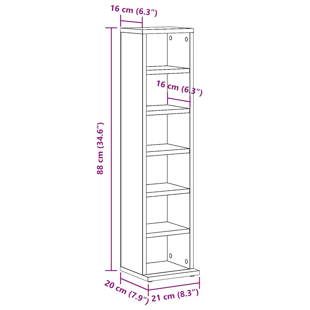 CD-Schrank Altholz 21x20x88 cm Holzwerkstoff